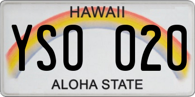 HI license plate YSO020