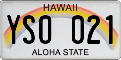HI license plate YSO021