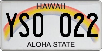 HI license plate YSO022