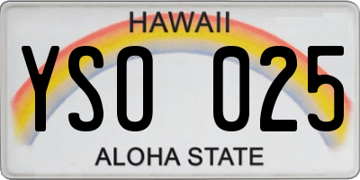 HI license plate YSO025