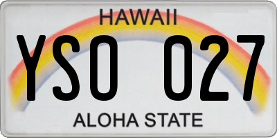 HI license plate YSO027