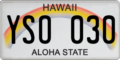 HI license plate YSO030