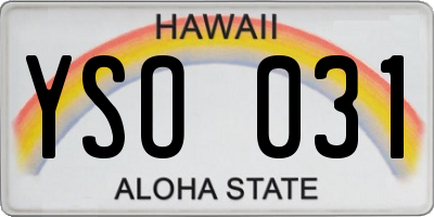 HI license plate YSO031