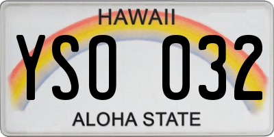 HI license plate YSO032