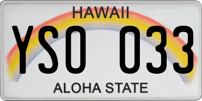 HI license plate YSO033
