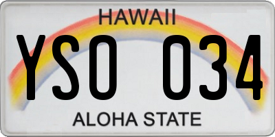 HI license plate YSO034
