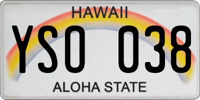 HI license plate YSO038