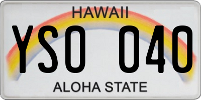 HI license plate YSO040