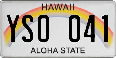 HI license plate YSO041
