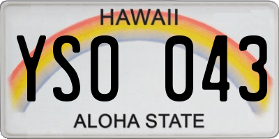 HI license plate YSO043