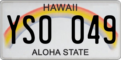 HI license plate YSO049