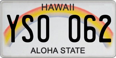 HI license plate YSO062