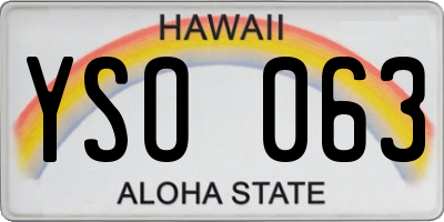 HI license plate YSO063
