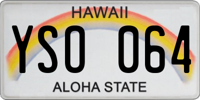 HI license plate YSO064
