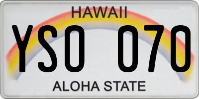 HI license plate YSO070