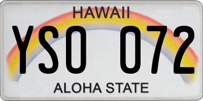 HI license plate YSO072
