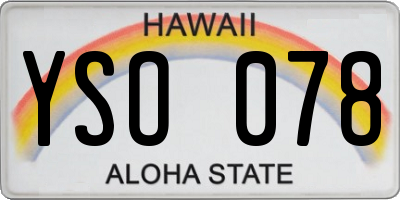HI license plate YSO078