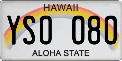 HI license plate YSO080