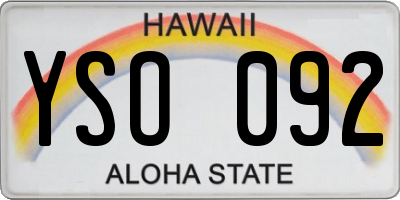 HI license plate YSO092