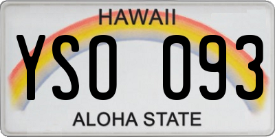 HI license plate YSO093