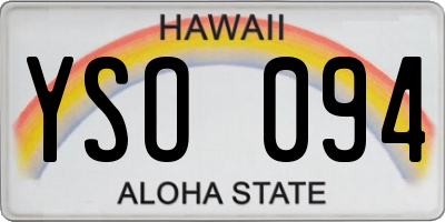 HI license plate YSO094