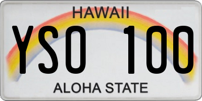HI license plate YSO100