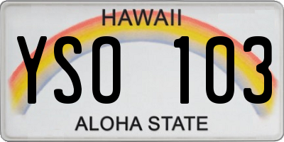 HI license plate YSO103