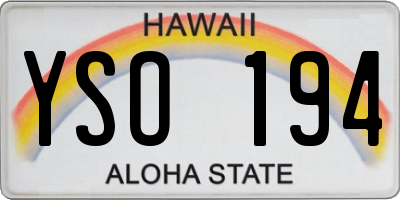 HI license plate YSO194