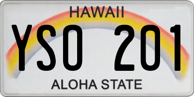 HI license plate YSO201