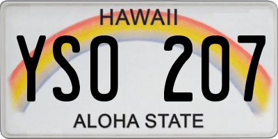 HI license plate YSO207