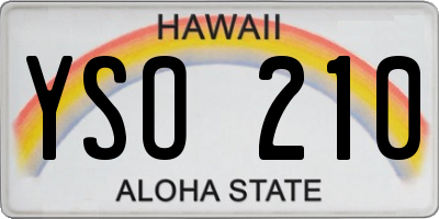 HI license plate YSO210