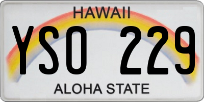 HI license plate YSO229