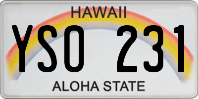 HI license plate YSO231