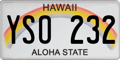 HI license plate YSO232