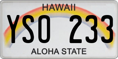 HI license plate YSO233