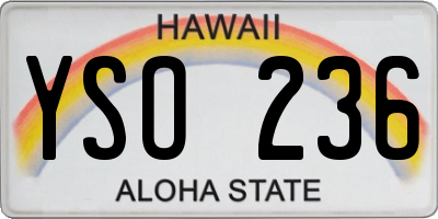 HI license plate YSO236
