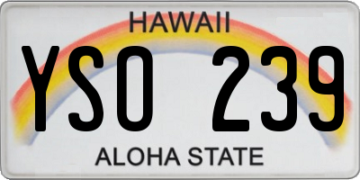 HI license plate YSO239