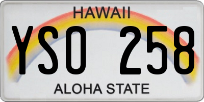 HI license plate YSO258