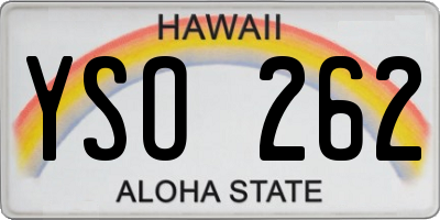 HI license plate YSO262