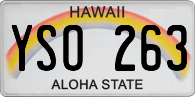 HI license plate YSO263