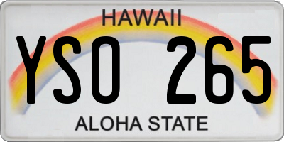 HI license plate YSO265