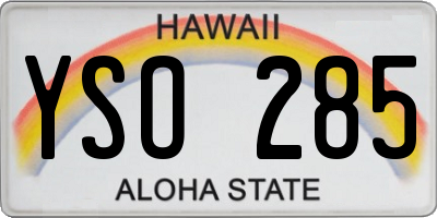 HI license plate YSO285
