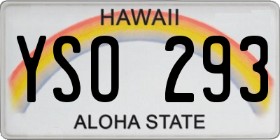 HI license plate YSO293