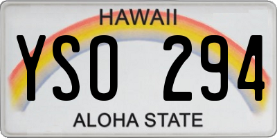 HI license plate YSO294