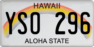 HI license plate YSO296