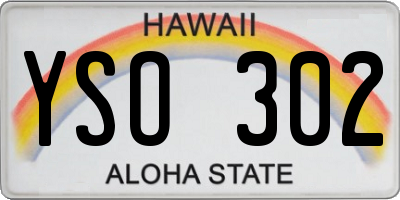 HI license plate YSO302