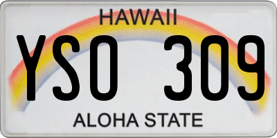 HI license plate YSO309