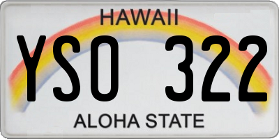 HI license plate YSO322
