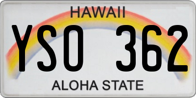 HI license plate YSO362