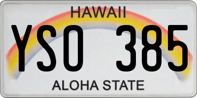 HI license plate YSO385